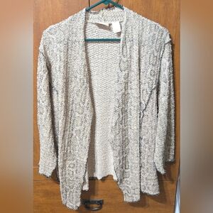 Alfred Dunner Textured Open-Front Snakeskin Sequin Cardigan